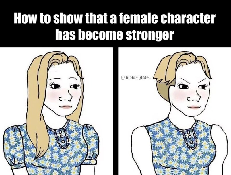 How to show that a female character has become stronger