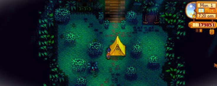 a tent kit made in the jungle of stardew valley