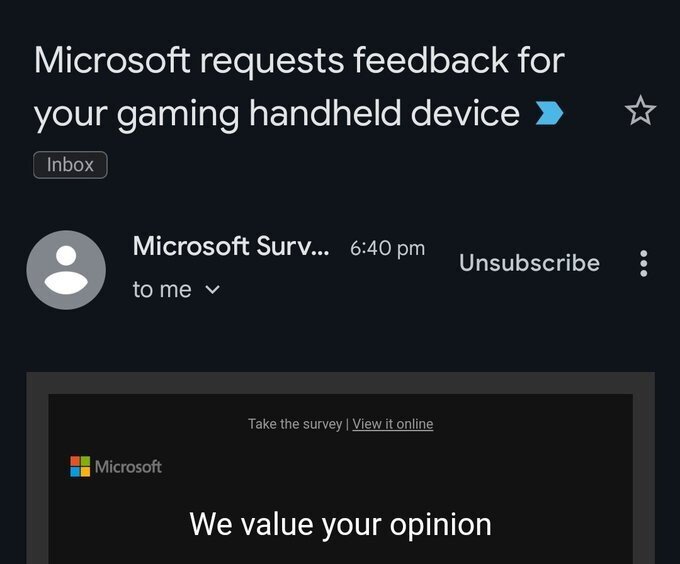 Microsoft asked customers about portable gaming devices